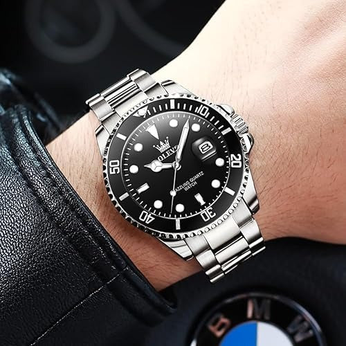 ZYLOR Luxury Watches for Men Big Face Stainless Steel Business Dress Analog Quartz Watch with Day Waterproof Luminous Mens Wrist Watch