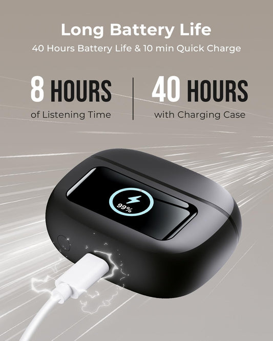Wireless Earbuds with Smart Touchscreen Case, Bluetooth 6.0 Ear Buds with AI Noise Cancelling Calls, 40H Playtime Stereo Headphones, IPX7 Waterproof Earbuds..