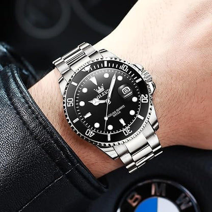 ZYLOR Luxury Watches for Men Big Face Stainless Steel Business Dress Analog Quartz Watch with Day Waterproof Luminous Mens Wrist Watch