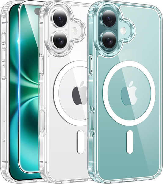Magnetic Phone Cases with Screen Protector Drop Proof Compatible with Magsafe Slim Anti Yellowing Rugged Shockproof...