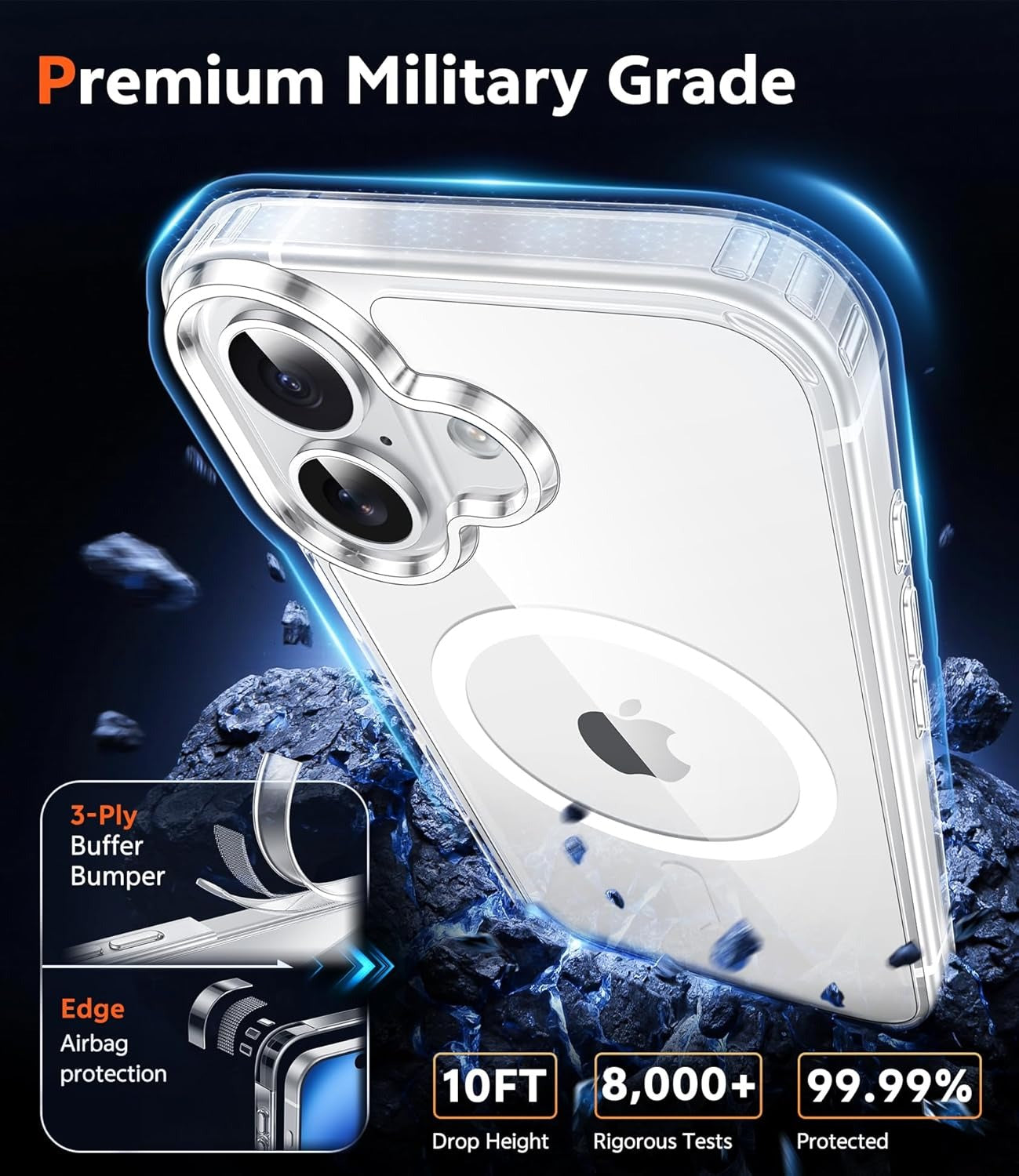 Magnetic Phone Cases with Screen Protector Drop Proof Compatible with Magsafe Slim Anti Yellowing Rugged Shockproof...