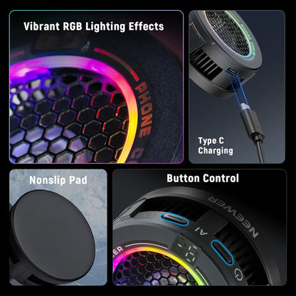 Magnetic Phone Cooler, Low Noise USB Gaming Cooling Fan with Smart Temp Control, Magnetic Ring & Clip Compatible with MagSafe iPhone...