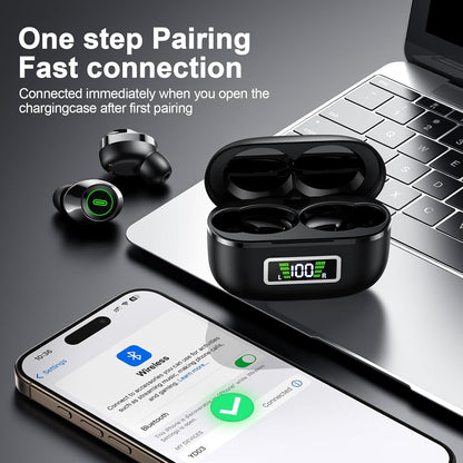 Wireless Earbuds Bluetooth 5.5, HiFi Bass Stereo, ENC Noise Cancelling Mic, 80H Playtime, LED Display, USB-C Fast Charging, IP7 Waterproof Earbuds