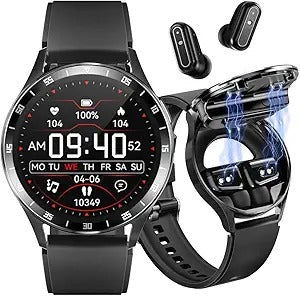 Smart Watch with Wireless Earbuds, 2-in-1 Bluetooth Fitness Watch, 1.32" HD Display, Heart Rate, Blood Pressure, Sleep Monitor for iPhone & Android