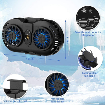 Plug-in Phone Cooler for Gaming, Dual Semiconductor Cooling Chip, Portable Mobile Radiator Cooling Fan for iPhone & Android