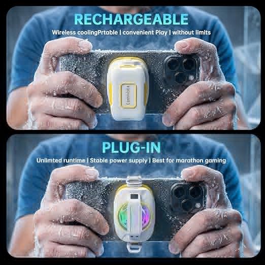 Magnetic Phone Cooler for Gaming, Rechargeable RGB Cooling Fan, Portable Mobile Radiator for iPhone, Android & iPad