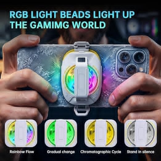 Magnetic Phone Cooler for Gaming, Rechargeable RGB Cooling Fan, Portable Mobile Radiator for iPhone, Android & iPad